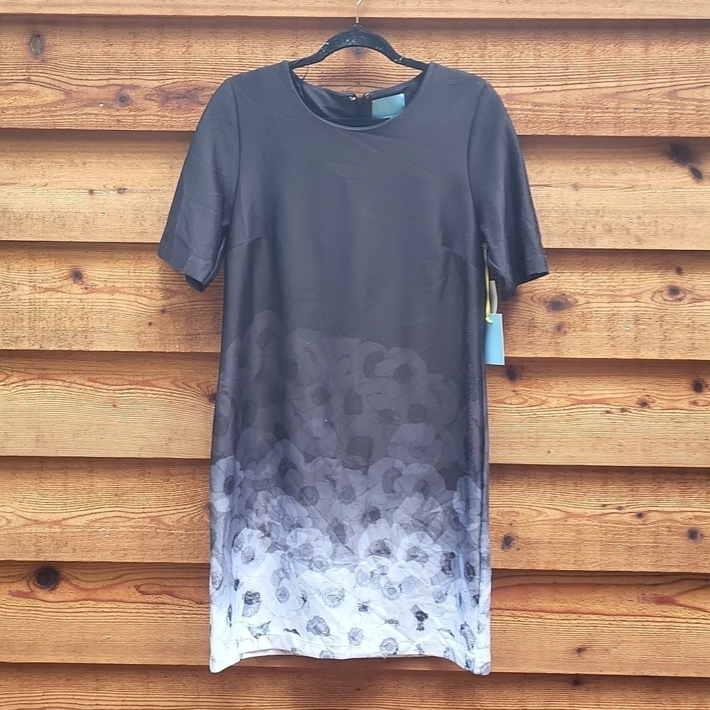 CeCe Black floral dress Medium fresh mist